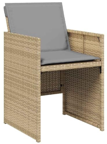 vidaXL Gartenstühle 4 STK., Gartenstuhl mit Kissen, Gartensessel Stuhl für Garten Balkon Terrasse, Sessel Stuhlset Gartenmöbel, Beigemischung Poly Rattan