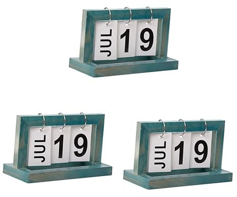 EXCEART 3St Heimkalender täglich Vintage Holzkalender drehen Bürokalender tischkalender bürodeko Kalenderblatt umblättern kreativer Kalender hölzern Kalender Schmuckstücke Bambus