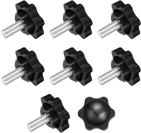 sourcing map 8Pcs Clamping Screw Knob, 1/4-20 x 0.55 Hex Shaped Star Knob Plastic Grips Hand Tightening Screw Handle for Umbrella Base Mechanical Furniture, 32mm Dia