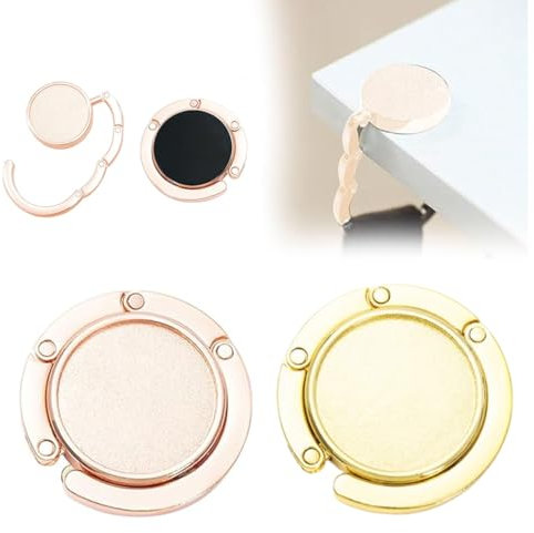 QOWUXHZ 2 Stück Handtaschenhalter Für Tisch Tisch Handtaschenhalter Haken Faltbare Antirutsch Taschenhaken Halterung Für Handtaschen Tischplatte Taschenhalter Set Gold Und Roségold
