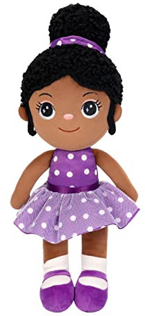 OUOZZZ Baby Puppe, Weiche Stoffpuppe Mädchen mit Kleidung, Afrikanische Stoffpuppen Kuschelpuppe für Kinder ab 3 Monaten - Baby Geschenk zur Geburt Mädchen Jungen, 33cm
