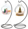 DELORIGIN 2 x Ornament-Display-Ständer, Glaskugel, schwarzer Eisendraht, Ständer, zum Aufhängen, für Weihnachtskugeln, Laternen, hängende Luftpflanzen, Terrarium, Hexenkugel, Dekoration, Basteln,