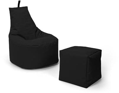 Nadimaideal Sitzsack XL - XXL für Kinder, Teenager & Erwachsene | Indoor & Outdoor | bereits gefüllt | Sitzsack Gaming | Füllung EPS Perlen (Schwarz, XXL - Durchmesser 80 cm für Erwachsene)