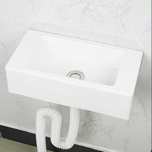 Kunststoff Handwaschbecken,Rechtecke Waschbecken,40x20x11cm(WxDxH),Waschtisch wandhängend in Hotels, Wohnhäusern, Geschäften, Gebäuden, Küchen(weiß) (C)