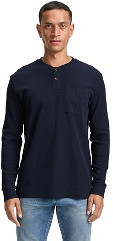 TOM TAILOR Herren RIPP Henley Langarmshirt mit Brusttasche