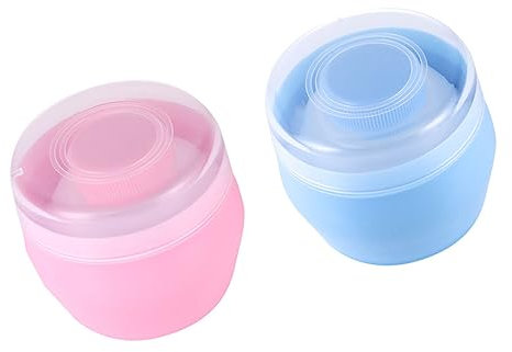 BESPORTBLE 2sätze Praktische Puff Box Puderquaste in Blau Und Langlebige Aufbewahrungsbox Für Babypuder Lösung Für Frische Haut Bad Minimiert Puderverlust Und Sorgt Für Geschmeidige Haut
