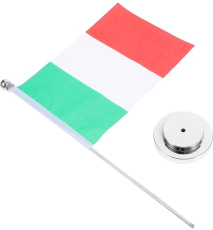 WEKAMOS Mini Bandiera Italiana Da Tavolo Con Base Decorazione Elegante Per Ufficio Hotel e Ristoranti Piccola Bandierina Festiva Per Feste e Compleanni