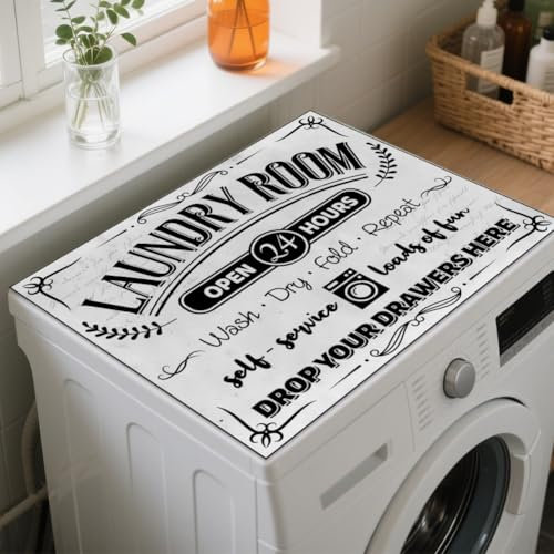 GLOBLELAND Cubierta antipolvo retro para lavadora, secadora, 23.6 x 19.7 pulgadas, almohadillas protectoras antideslizantes para lavadora, lavadora, secadora