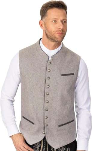 Wiesnstern Trachtenweste Light Silver – Herren Weste für Oktoberfest | Klassisches Trachtengilet für Herren – hochwertige Knöpfe, formstabil, ideal zu Lederhose und Trachtenhemd