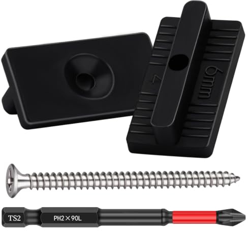 Wpc Dielen Clips 180stk WPC/BPC Dielen Befestigung 6mm Versteckte Befestigung Abstandshalter Clip mit Bit für die Verschraubung von Dielen (180)