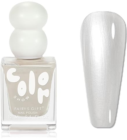White Pearl Nail Polish - Shimmer Nail Polish - Moonlight White nail Varnish - 60 Seconds Nail polish Quick Dry - Shiny Pearlescent nail Polish - Long Lasting Nail Varnish No Chip for Women Girls
