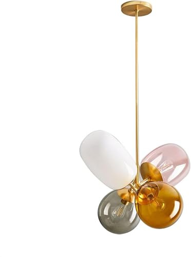 ksxnkhk Lustre en Verre Moderne, Suspension colorée, plafonnier à 4 lumières, luminaire Suspendu en Forme de Ballon coloré pour Chambre à Coucher, Salon, Chambre d'enfant.