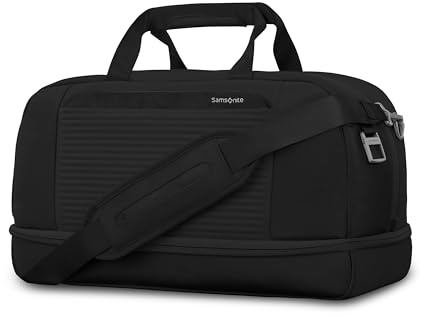 Samsonite Paralux Weekender Duffel Bag, Travel Carry-On Bag with Wide Opening, Drop-Bottom Shoe & Laundry Compartment, AirTag™ Holder, StackIt™ Strap - Business & Leisure Travel Bag - Black
