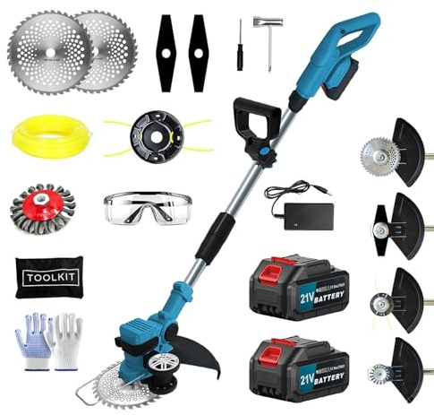 Akku Rasentrimmer für Makita-Akkus, 4 In 1 Elektrischer Rasentrimmer/Freischneider/Kantetrimmer, mit 2 × 3.0Ah Makita Akku und Ladegerät, 23cm Schnittbreite für Hof Garten Trimmen