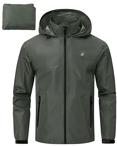 YuKaiChen Waterproof Jacket Men's Rain Coat Outdoor Lightweight Packaway TPU with Taped Seams for Hiking Camping Cycling