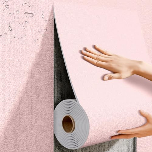 Panel Aislante Termico pared Decorativo, Papel Revestimiento Pared Antihumedad Placas de Espuma XPE de 5 mm - Impermeable/Reduce el Ruido, Decoración para Hogar/Dormitorio/Salón,Rosa,8MM Dick: 0.5×10M