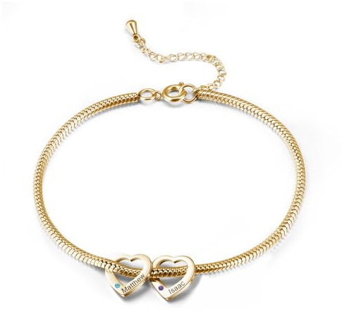Presentimental Personalisiertes Geburtsstein Armband für Damen Herz Armband mit Namen Verstellbares Edelstahl Armband Geschenk für Mama Ehefrau Freundin Tochter