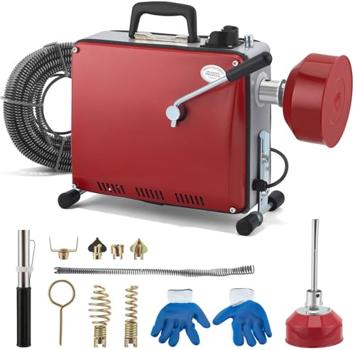 Rohrreinigungsmaschine 280W Elektrische Rohrreinigungsspirale für 40-120mm Rohre, Abflussreiniger mit 5m x 16mm Manganstahl-Spirale, Rohrreinigungsgerät für Küche, Bad, Toilette & Bodenabfluss
