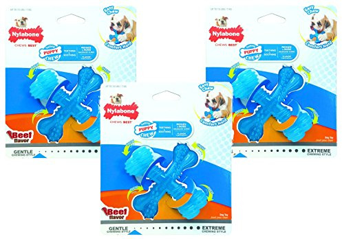 Nylabone Puppy Chew Beef Flavored X-Small X Bone for Dogs up to 15 lbs – 3er-Pack