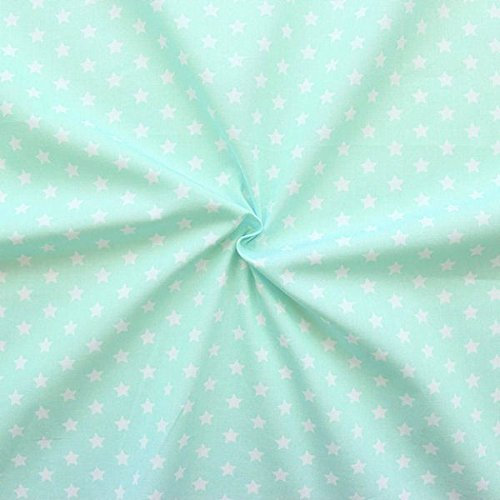STOFFKONTOR 100% Baumwollstoff Sterne Mittel - Meterware, Mint-Grün - zum Nähen von Blusen, Kinderkleidern, Homeaccessoires, uvm.