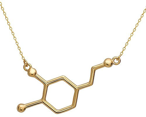 Serebra Jewelry Dopamin Molekül Anhänger Halskette aus 925 Sterling Silber by (Gold-Überzug)