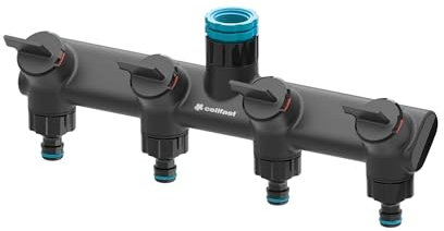 Cellfast Distributeur 4 Voies Raccordement Tuyau D'arrosage en Fibre De Verre Régulation Continue Robinet G1/2 G3/4 G1 Ergo