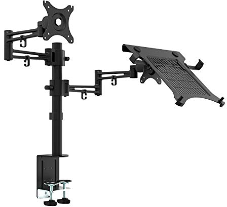 Bramley Power Dual Monitor Screen Desk Mount Arm Double VESA Bracket for 13 to 32 Computer Display or TV and laptop | Max Tilt, Rotate & Swive (Monitor & laptop (aluminium))
