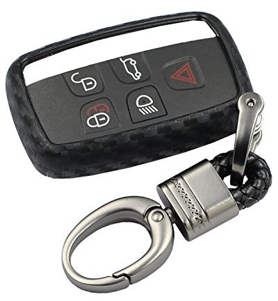 M.JVisun Doux Silicone Caoutchouc Clef Coque Porte-clés pour Jaguar XE XEL XF XFL XJ F-PACE F-TYPE Clé de Voiture - Noir - Tressé Porte-clés