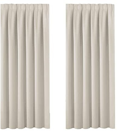 BellaHills Blackout Curtains 2 Panels Set Thermal Insulated Solid Pencil Pleat Window Treatment Pair for Bedroom, Living Room, W90 x D72, Light Beige