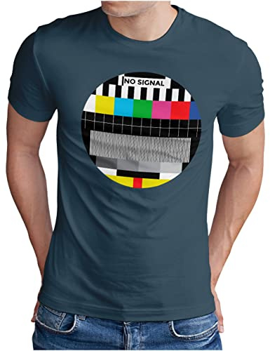 OM3® Kein Signal TV Testbild T-Shirt | Herren | Retro Test Bild Analoger Fernseher | S - 5XL