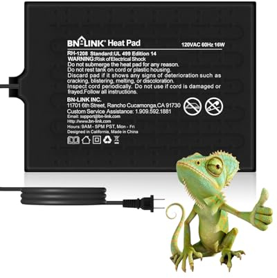 BN-LINK Reptile Heat Pad 8X12 16W for 30-40gal Under Tank Terrarium Heating Mat Waterproof for Turtle, Lizard, Frogs, Snake, Hermit Crab