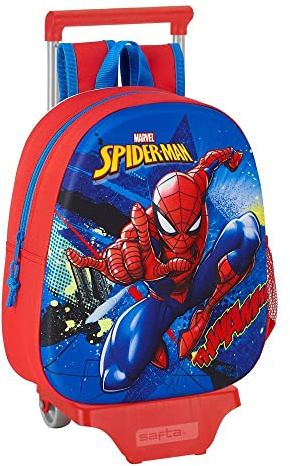 safta Mochila con Diseño 3D y Carro 705 de SpiderMan, 270x100x320mm, Azul/Rojo, M (M020H)