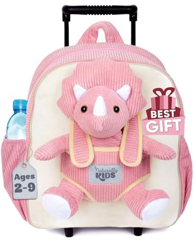 Naturally KIDS Toddler Suitcase w. Plush Pink Triceratops Toy Kids Gift 3-9