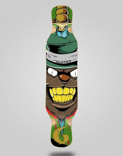 Glutier Skateboard Longboard Deck 46x10 Gr Cat Green