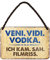 Veni Vidi Vodka - lustiger Spruch auf Blechschild - witziges Retro Deko Metallschild mit Kordel und Saugnapf - Dekoration Partykeller Bar Partyraum Kneipe - Geschenk Wodka Cocktail Genießer - 18x12cm