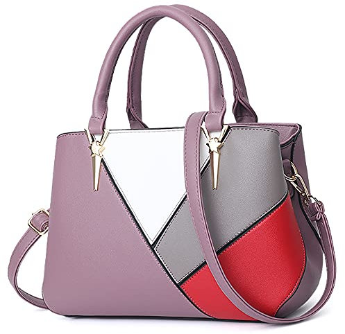 DIRRONA Damen Handtasche Mode Umhängetasche Groß Kapazität Zwanglos Schultertasche Wasserdicht PU Leder Reise Ferien Taschen Mode Shopper Tasche Einkaufstasche 4 Farbiges Patchwork Design