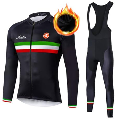 UGLY FROG Magliette da Ciclismo da Uomo Ciclismo Abbigliamento Set Uomo Inverno Termico Vello Maniche Lunghe Antivento Ciclismo Maglia Lunga e Pantaloni KXITCXHB14