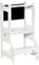 HOMCOM Scala Montessori 2 in 1 in MDF Staccabile, Torre Montessoriana per Bambini 3-6 Anni, Torre di Apprendimento con Sgabello, Lavagna, Corrimano e Parapetti inclusi, Bianco