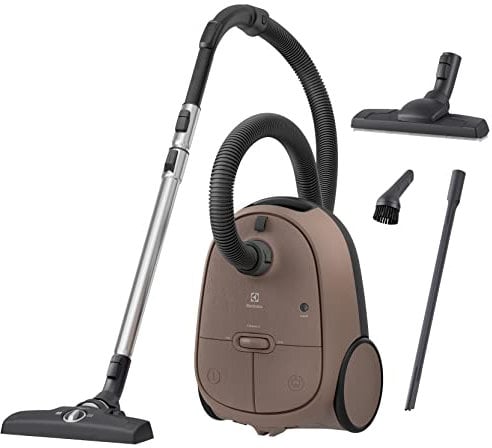 Electrolux EB61C3WBL Aspirapolvere con sacco, Serie 600, Elevata Filtrazione, Aspirapolvere Potente 750W, 3,5L Capacità Sacchetto, Aspirapolvere a traino, Silenzioso 75 dB, Marrone noce