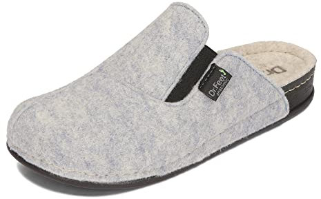 Dr.Feet anatomic Damen Filz Hausschuhe Natürlicher Schafwolle Polyurethan-Sohle Wool Slippers 36-42 EU (Grau, eu_footwear_size_system, adult, women, numeric, medium, numeric_38)