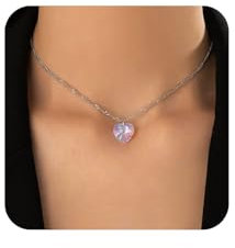 Aneneiceera Moda Brillante Rhinestone Corazón Collar Gargantilla Cadena de Plata Bling Amor Piedra Preciosa Colgante Collar Amor Cristal Collar Joyería para Mujeres Niñas