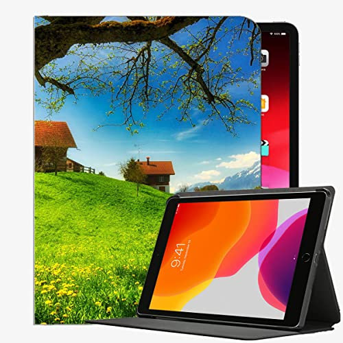 YENDOSTEEN Tablet Hülle kompatibel mit iPad Pro 9,7 Zoll (2016) mit Standfunktion,Frühlingsgrün beherbergt Grasberge mit Auto Schlaf-/Aufwachfunktion