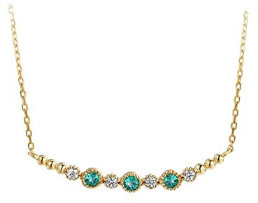 Epinki Frauen Kette Gold Au750, Smaragd 0.25ct Kette mit Anhänger Streifen Freundschaftsketten Echt Gold Schmuck, Goldkette, 45+5cm Kettenlänge, VVS Clarity Hauptstein