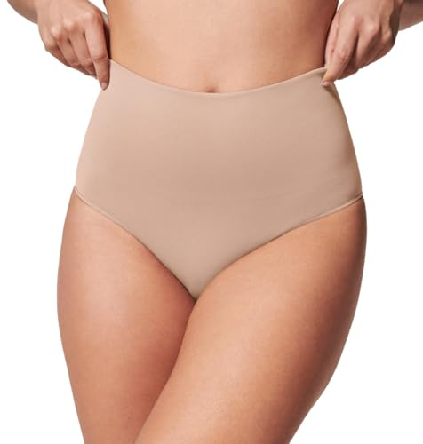 SPANX shape ExtraOrdinary Brief - Sculpting with Compression - Women's Shapewear Underwear - Recycled Nylon Fabric Blend - Toasted Oatmeal - Small