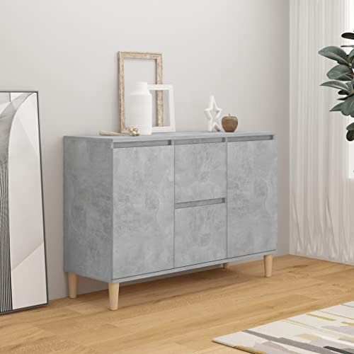 homiuse Buffet 103.5x35x70cm Crédences Élégance Exquise Commode Meuble de Rangement Salon Comprend 2 Tiroirs et 2 Portes Vaisseliers pour Cuisine Robuste Facile à Nettoyer Gris Béton Aggloméré