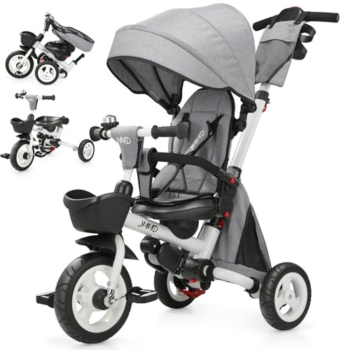 JMMD 8-in-1 Foldable Toddler Tricycle for Ages 1-5, Portable Trike Stroller