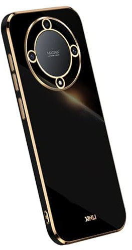 RankOne Phone Coque Convient à Honor Magic5 Lite 5G (6.67 inches), Étui de Téléphone Portable en Silicone avec Cadre de Galvanoplastie - Le Noir