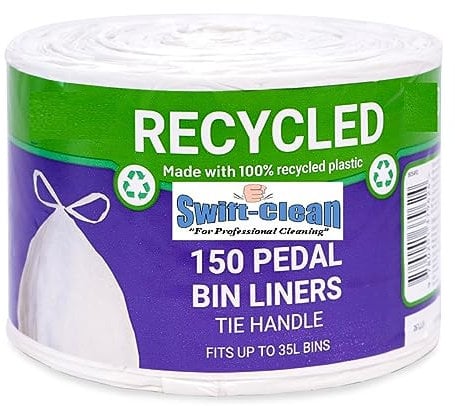 Swift Clean® Recycled Tie Handle Pedal Bin Liners 35litre, 150 Pack