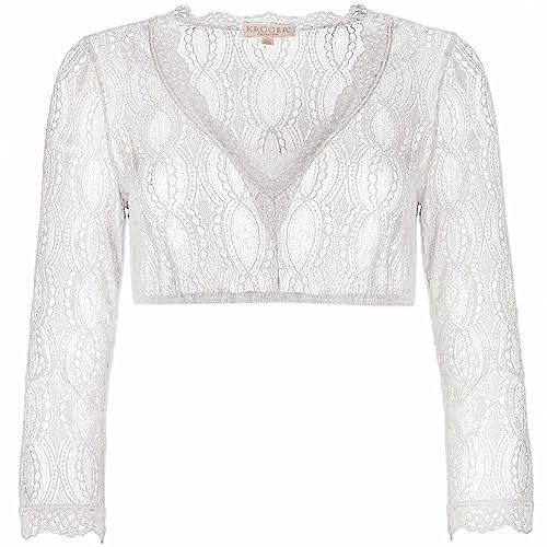 Krüger Dirndlbluse Hilke Spitze | Damen Dirndl-Bluse V-Ausschnitt 3/4-Arm