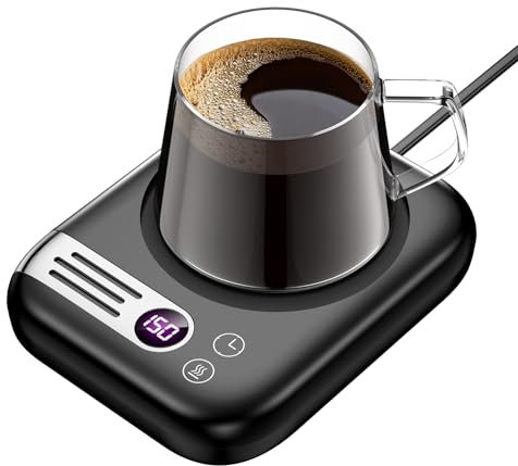 Coffee Mug Warmers for Desk with 3 Temperature Settings, Aluminum Alloy Rapidly Heats Up Auto Shut Off Mug Warmers Plate for Heating Milk, Tea, Hot Chocolate, Candle